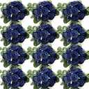 Peonies Artificial Flowers Bulk, 12 Bundles Fake Silk Peonies Faux Eucalyptus Bouquet Realistic Peony Floral Arrangement for Wedding Table Centerpiece Vase Decor (Navy Blue)