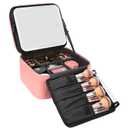 Relavel Travel Makeup Bag With LED Mirror Portable Travel Makeup Organizer 3 Color Adjustable Brightness Waterproof Cosmetic Train Case with Removable Dividers Makeup Storage for Women, Pink (1-Small)
