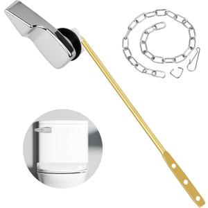 2 x Toilet Handle Replacement Kit, 702 Universal Toilet Flush Handle, Zinc Alloy Toilet Tank Trip Lever with H2 Brass Arm Front-Mount Compatible with American Standard, Mansfield Toilet, Silver