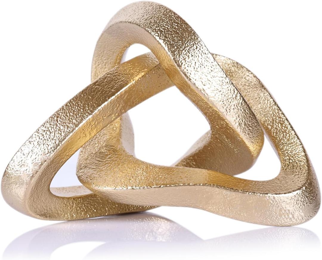 LCCCK Infinity Knot Sculpture Gold Knot Decor Object, Abstract Knick Knacks Coffee Table Modern Statue, Gold Sculpture for Home Living Room Table Ornaments and TV Stand Bookshelf Decorative