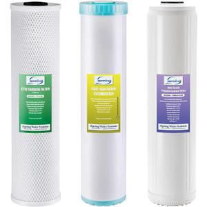 iSpring F3WGB32BKDS 4.5 x 20 3-Stage Whole House Water Filter Replacement Pack with Polyphosphate Anti-Scale, GAC+KDF, and CTO Carbon Block Water Filters, Fits WGB32B-KDS