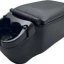 Universal Truck Seat/Bench Contractor Center Console Business Organizer and Storage with Adjustable Cup Holders, Clip Board, and Padded Top Lid for Armrest Back Black
