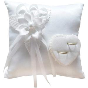 Homoyoyo Satin Bridal Wedding Ring Bearer Pillow, Cushion Bearer with Ribbons, Ring Bearer Cushion for Wedding Party
