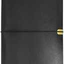 KAFENDA Refillable Leather Notebook Comes with 80 Sheets/160 Pages, A5 Binder 6 Ring, PU Vegan Leather Cover，5.6" x 8.2"（Black）