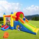 Inflatable Bounce House, 8 in 1 Large Bounce Castle with Blower for Kids and Toddlers, Outdoor Indoor Backyard Inflatable Bouncers with Two Slides