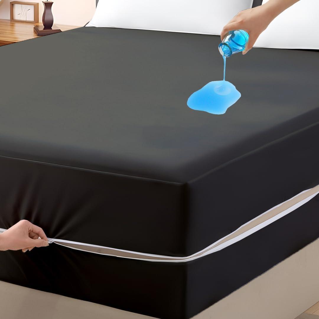 Mattress Protector Queen Size Zipper Closure Style (Dark Grey)