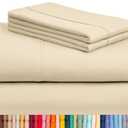 LuxClub 4 PC California King Size Sheet Set Deep Pockets 18" Wrinkle Free Cooling Sheets Machine Washable Hotel Bedding Silky Soft - Cream California King