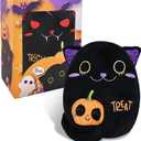 Halloween Two-Sided Black Cat Stuffed Animal- 9.4 inches Trick or Treat Halloween Stuffed Animal Black Cat Plush with Themed Packaging for Gifts, Décor, and Collectibles
