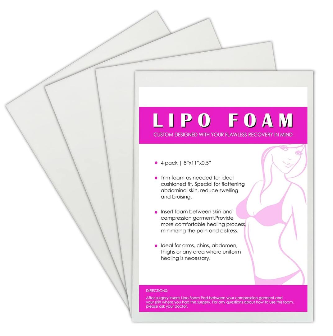 4 Pack Lipo Foam Post-surgical Ab Board Flattening Abdominal Compression Board for using with Post Liposuction Surgery Compression Garments Foam pads for Recovery 8"X11" (XXL)