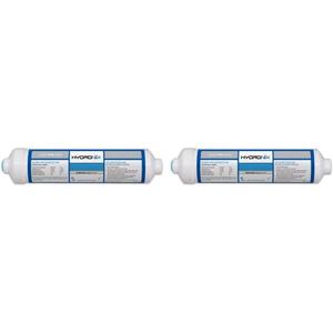 Hydronix ICF-10Q Inline Post Activated Carbon Water Filter Replacement Cartridge with 1/4-Inch Quick Connect for Refrigerator, Ice Maker, RO Reverse Osmosis System, 2000 Gallons (2 Pack)