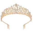 Didder Gold Crystal Tiara Crown Headband Princess Elegant Crown with combs for Women Girls Bridal Wedding Prom Birthday Party