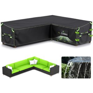 UIRWAY L-Shaped Outdoor Couch Cover Waterproof with Air Vent, 104" L/83" L x 33.5" D x 31" H (Left Side Long), Heavy Duty Outdoor Sectional Sofa Cover, Patio Furniture Covers with Reflective Strips