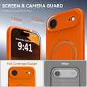Compatible with iPhone Air Case with Stand, Full Camera Protection Slim Liquid Silicone Phone Case for iPhone 17 Air Compatible with MagSafe Magnetic Ring Kickstand Case 6.5", Cosmic Orange