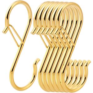 Ultimate Hanging Hooks Set - 3.55inch Gold S Hooks for Hanging Heavy Duty - Ideal for Plants, Baskets, Closets & More! (12)