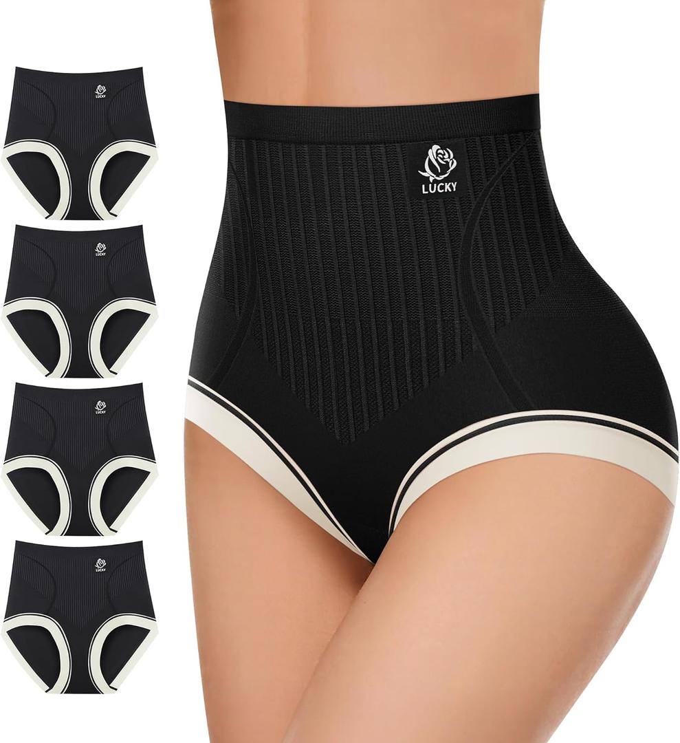 Women's High Waisted Underwear Tummy Control Ladies Panties Postpartum Briefs Breathable Full Coverage 4 Pack (X-Large)