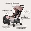 Mompush Velo Lightweight Travel Stroller, Compact & Airplane-Friendly for Baby and Toddler, Lie-Flat Seat, One-Hand Fold, with Leather Bumper Bar, Shoulder Strap, Raincover, Storage Bag & Cup Holder