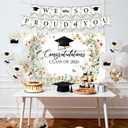 Graduation Party Decorations Wildflower Class of 2026 Backdrop We Are So Proud of You Banner Cupcake Toppers Balloons Spring Congrats Grad Party Supplies for High School Colloege