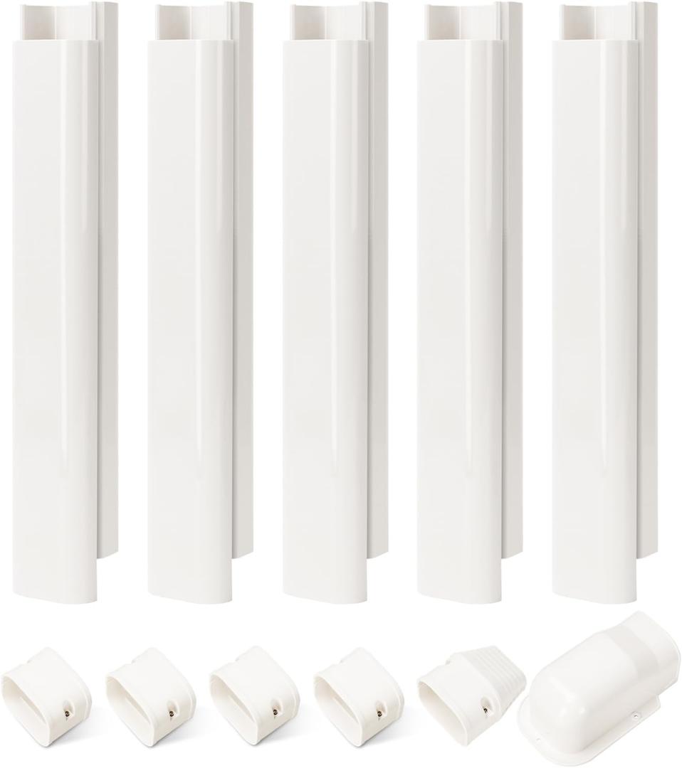 3" W 7.5Ft L Line Set Cover Kit for Mini Split Air Conditioners Decorative PVC Slim Line Cover for Central AC & Heat Pumps Systems Tubing Cover