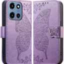 for Motorola Moto G Power 5G 2025 Wallet Case with Card Holder, [Butterfly & Flower Embossed] PU Leather Kickstand for Women and Men Shockproof Case for Moto G Power 5G 2025 (Lavender)
