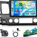8 Core 6G+128G CAR Radio for Honda Civic 2006-2011, Rimoody Car Stereo with Wireless Carplay and Android Auto Mirror Link Android 13 GPS WiFi DSP10.1 Inch Touchscreen BT FM/RDS EQ SWC Backup Camera
