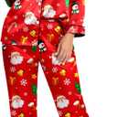 Silky Pajamas for Women 2 Piece Long Sleeve Pj Sets Women's Satin Sleepwear Button Down Loungewear Set (S)