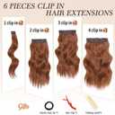 NAYOO Clip in Hair Extensions for Women 14Inch Short Wavy Curly Auburn Hair Extension 6PCS Synthetic Hair Extension Hairpieces(Auburn)