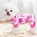 XPUDAC 4 Pieces Dog Pajamas Soft Strechy Puppy Onesies Pet Clothes for Small Medium Dogs Boy Girl Cat Pet Outfit, 153-XS