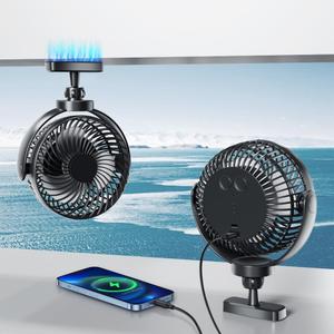 2025 Magnetic Cruise Fan Rechargeable, 10000mAh Battery Operated Portable Fan with 3 Speeds, 30H Working Time, LED Lantern, 360° Rotatable Head, Magnetically Sticks on Cabin Ceilings and Walls, Black