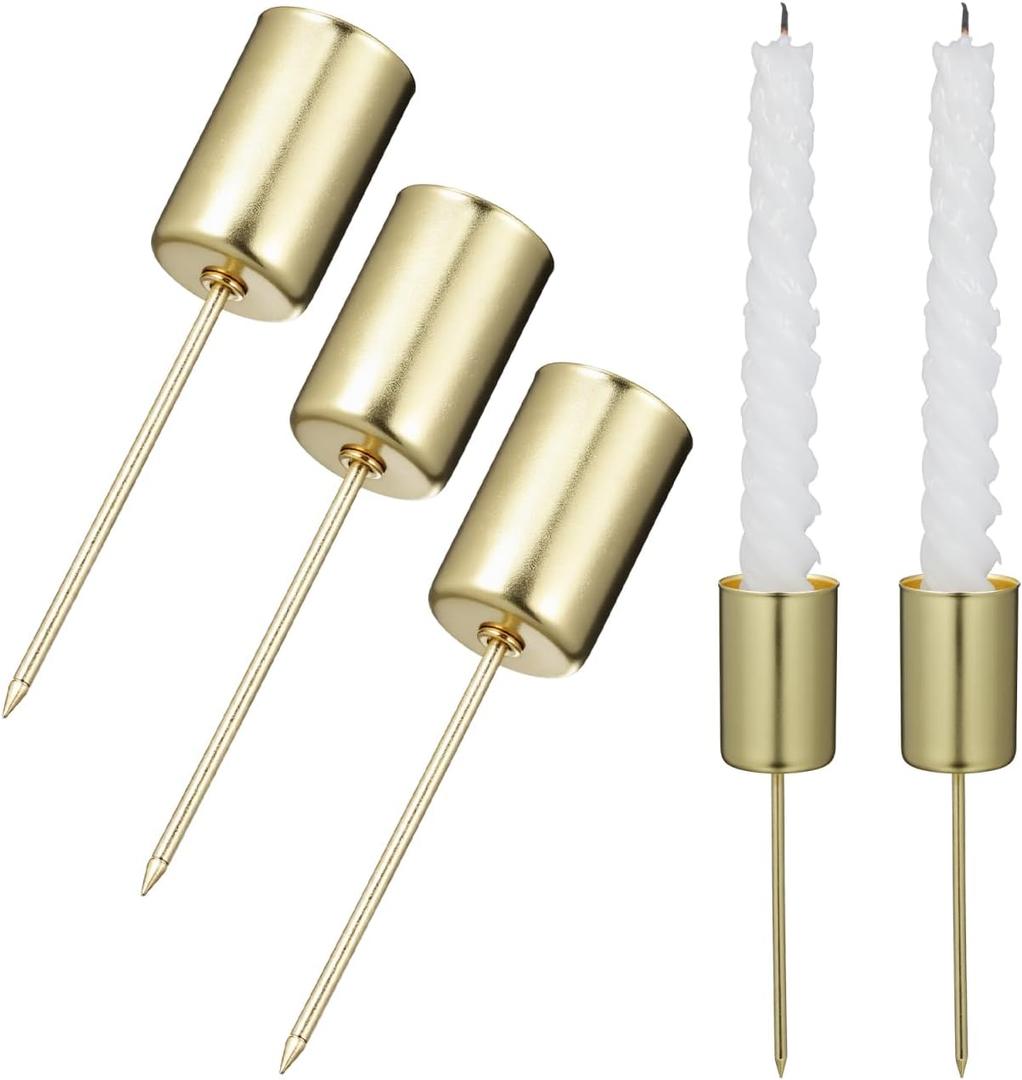 Angoily 5 Pcs Candle Holder Stakes Taper Candlestick Holders, Golden Christmas CandleholdersDIY Metal Candle Stand with Spike, for Christmas Tree Table Decor Festive Party Centerpiece