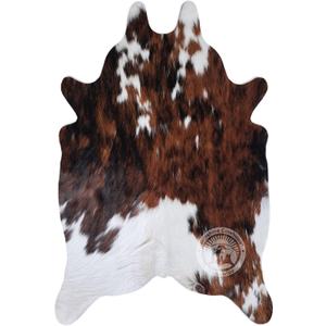 Sunshine Cowhides 100% Genuine Tricolor Mini Cowhide Rug with Small Hair - Modern Style Animal Skin Rug & Floor Carpet for Living Room, Bedroom, Kitchen & More - Small (2 x 3 Ft.)