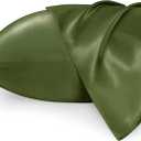 Bedsure Satin Pillowcase for Hair and Skin Queen - Olive Green Silky Pillowcase 2 Pack with Envelope Closure, Similar to Silk Pillow Cases, Gifts for Women Men, 20x30 Inches