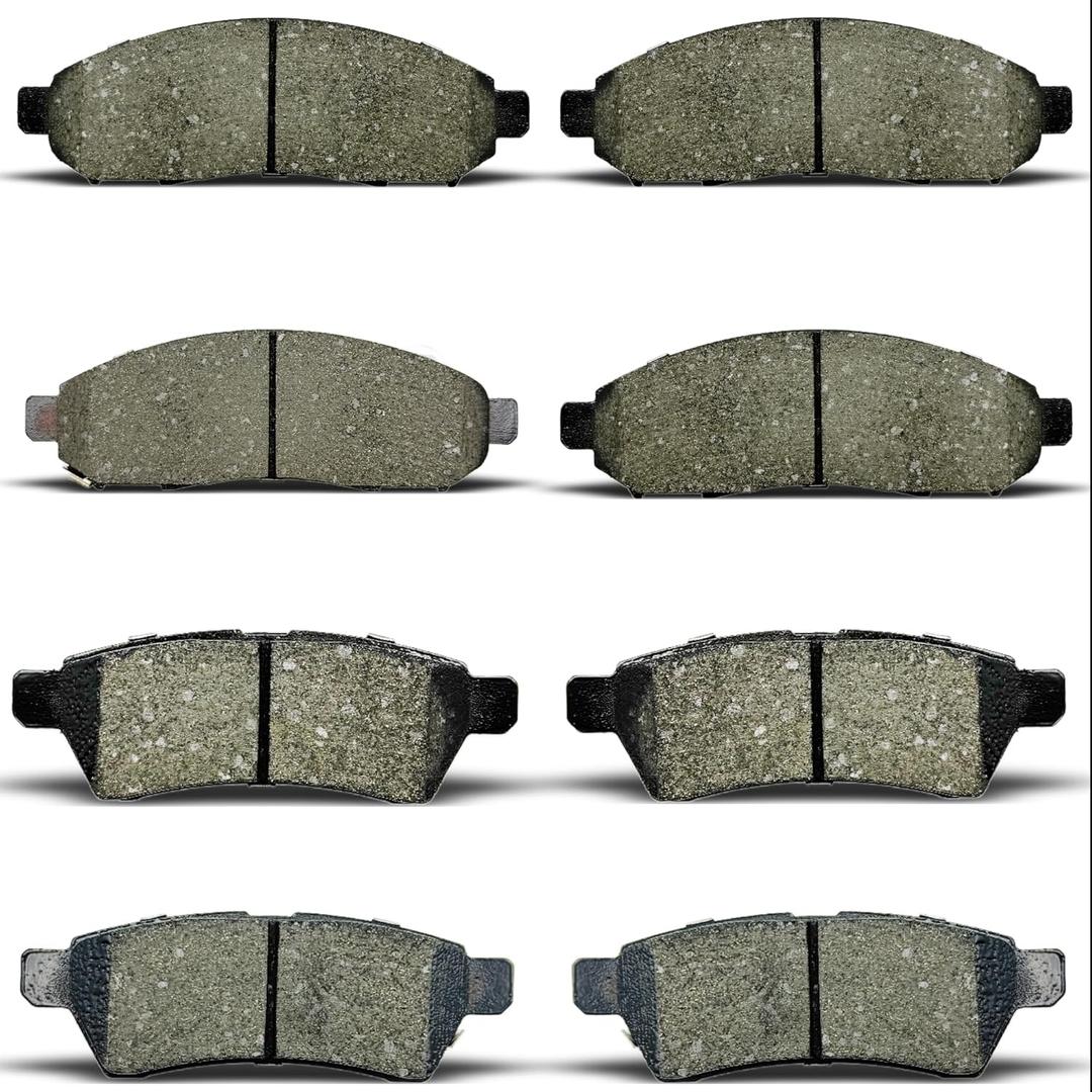 ALADICHE 8pcs Front Rear Ceramic Brake Pads Kits fit For 2005-2019 For Nissan Frontier, 2005-2015 For Nissan Xterra, 2009-2012 For Suzuki Equator (D1094/D1100)