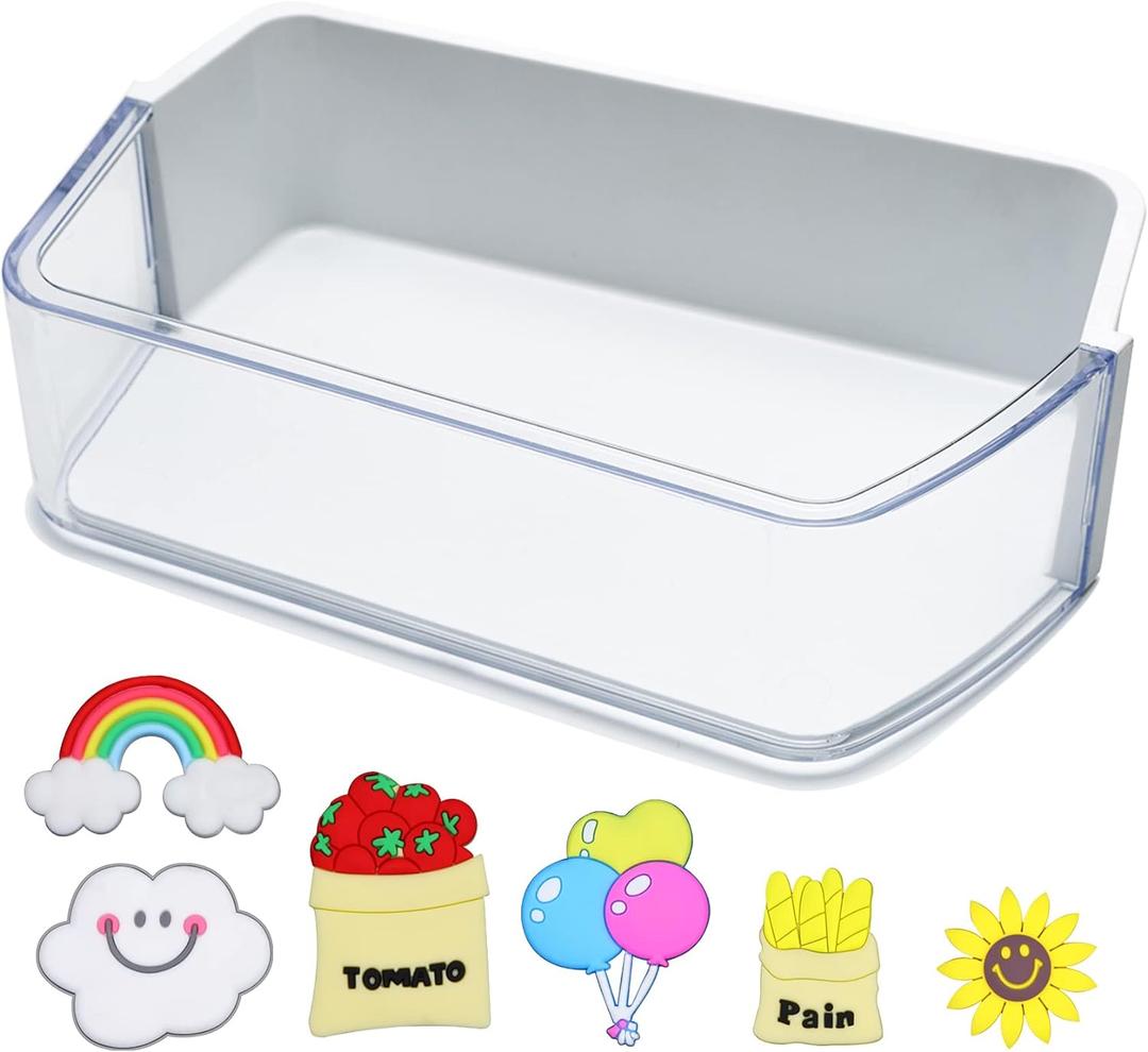 Upgraded DA97-12650A, DA63-06963A, DA63-07104A Door Shelf Basket Bin (Right Side) Compatible with Samsung RF260/RF261/RF263beaesr Refrigerators, Part number: AP5620330, 2692337 with 6 Fridge Magnets