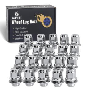 20 Pcs Chrome Closed End Mag Style Lug Nuts 12x1.5 Lug Nuts with Washer 13/16" (21mm) Hex Compatible with Toyota Corolla Camry Tacoma Lexus