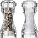 LHS Pepper Mill and Salt Shaker Set of 2 Salt and Pepper Mill Shaker with Adjustable Coarseness-Clear