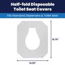 Hospeco Flushable Toilet Seat Covers - 1000 Pcs, 4 Packs of 250 - Disposable Paper Discreet Seats for Commercial Wall Dispenser, 16.75 x 14.25 Half-Fold, White
