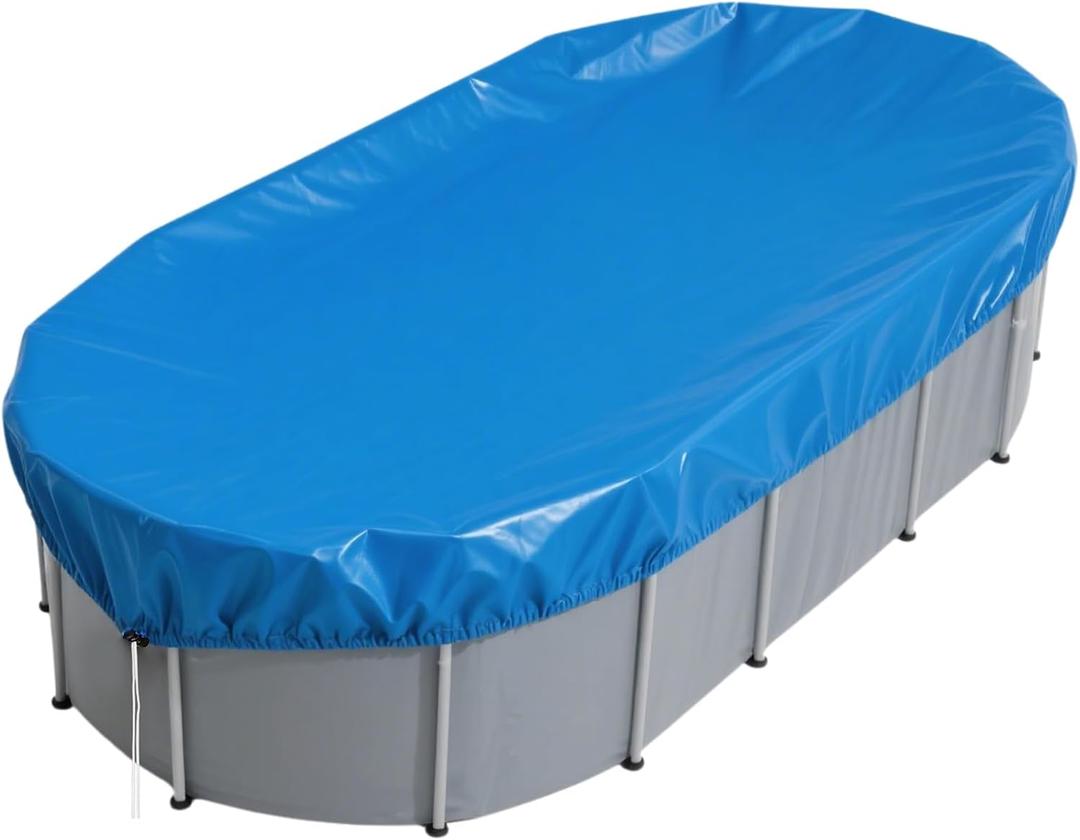 16x32 FT Oval Pool Cover for Above Ground Pools, Solar Oval Pool Cover Protector with Drawstring for Cold and UV Resistant, Dustproof -All-Weather Protection(Cover Size:19 x 35.4 FT)