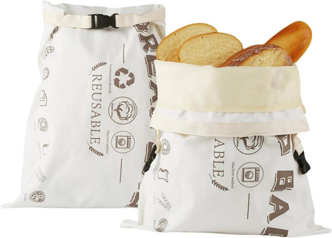 Reusable Bread Bags for Homemade Bread, Removable Cotton Beeswax Bags for Bread, 13 * 17in Sourdough Bread Bags for Homemade Bread, 2PCS XL Bread Storage Bag Wraps for Keeping Loaf Fresh and Freezer