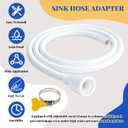 19.6FT Faucet Hose Adapter for Sink, 2PCS 9.8FT PVC Sink Hose Attachment for Faucet, Extra Long Hose and Faucet Connector with Hose Clamp, Water Transfer Accessory for Indoor & Outdoor Garden Cleaning
