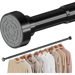 Supforce 2 Pack No Drilling Closet Rods for Hanging Clothes, Non Slip Tension Rod with Heavy Duty Clothes Hanging Rod, 17-69 Inches Adjustable Spring Closet Rod for Closet Wardrobe Bathroom RV, Black