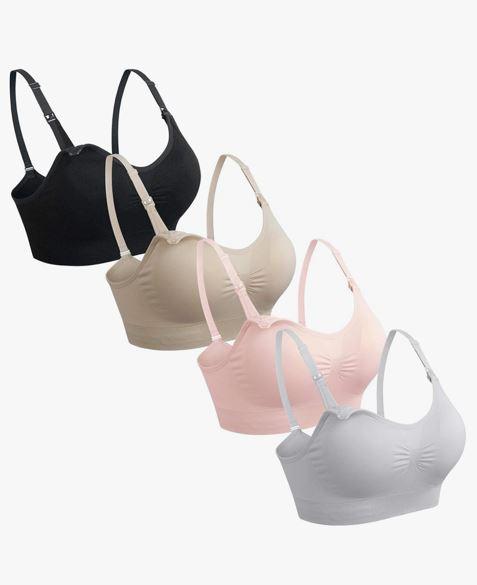 GXXGE 4Pack Nursing Bra for Breastfeeding Maternity Bras Push Up Silk Seamless Pregnancy Bralette Underwear 4XL
