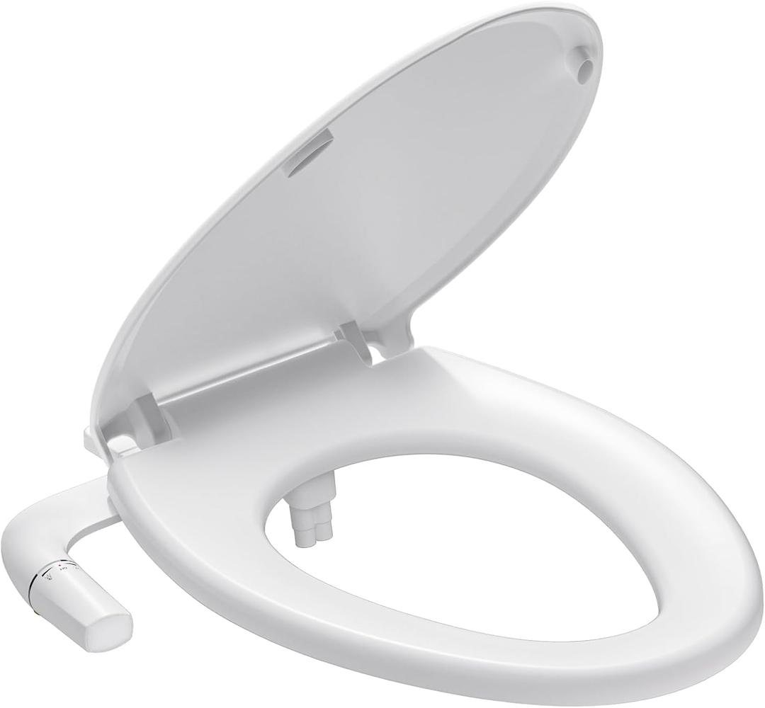 SAMODRA Elongated Bidet Toilet Seat with Soft Close Lid - Non-Electric Dual Nozzle System, Quick-Release for Easy Installation & Clean