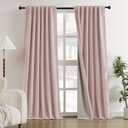 HOMEIDEAS Full Chenille Blackout Curtains for Bedroom Blush Pink Curtains 96 Inch Length 2 Panels for Living Room Thermal Insulated Black Out Grommet Window Drapes, W52 x L96