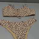 ZAFUL Women's Leopard Bikini Set V Wired Animal Print Ribbed Colorblock Swimsuit High Cut Two Piece Swimwear (Yellow&black), Size S