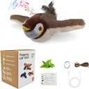 Upgraded Interactive Chirping Bird Cat Toys with Flapping Wings,New Flying Birds Cats Toy, Flying Simulation Electric Sparrow Shaking Hunting Pet Toy for Indoor-Larger