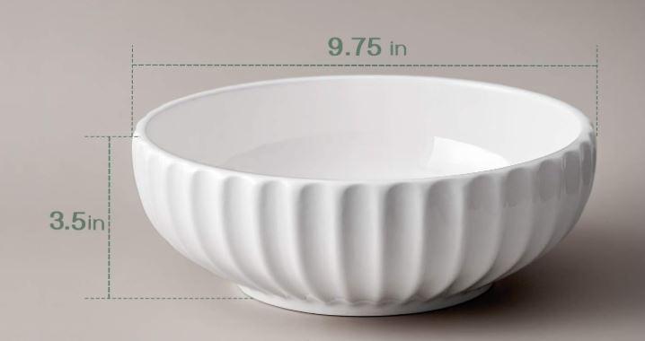 DOWAN 9.8'' Serving Bowls, 86 oz White Serving Platters, Large Ceramic Serving Dishes, Fruit Bowl for Entertaining, Party, Kitchen, Dinner, Banquet, Housewarming Gift, Soft White