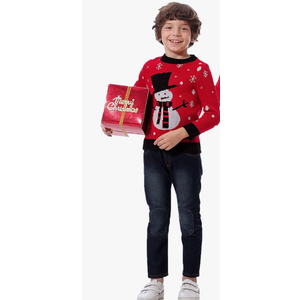 Marvmys Family Matching Christmas Sweater Round Neck Snowman Ugly Knitted Sweater Pullover for Men Women, L