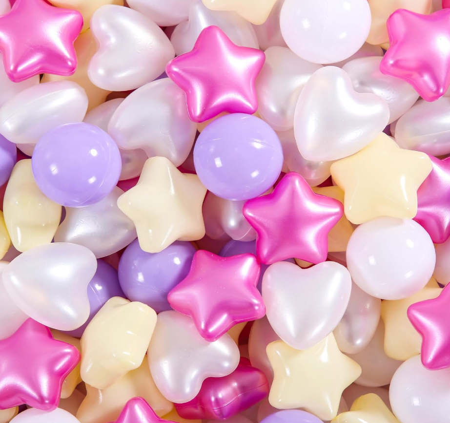 Star Ball Pit Balls for Toddlers- 200 Pcs Crush Proof Plastic Toy Balls for Toddler Ballpit, Ball Pits Play Tent, Baby Pool Water Toys, Christmas Party Decoration, Photo Props