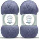 Angora Love (4-Skeins Pack) 20% Wool 80% Acrylic - Wool Yarn for Crocheting - Lace Weight #1 Fingering & Socks Yarn (4 x 3.52 oz) / (4 x 601 Yds) - Denim Melange