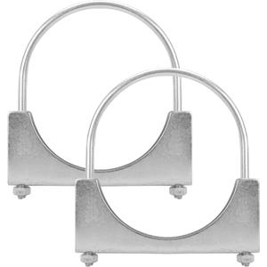 5" U-shaped Exhaust Pipe Clamp Mild Steel Muffler Exhaust Clamps with Anti-Rust Coat Pack of 2